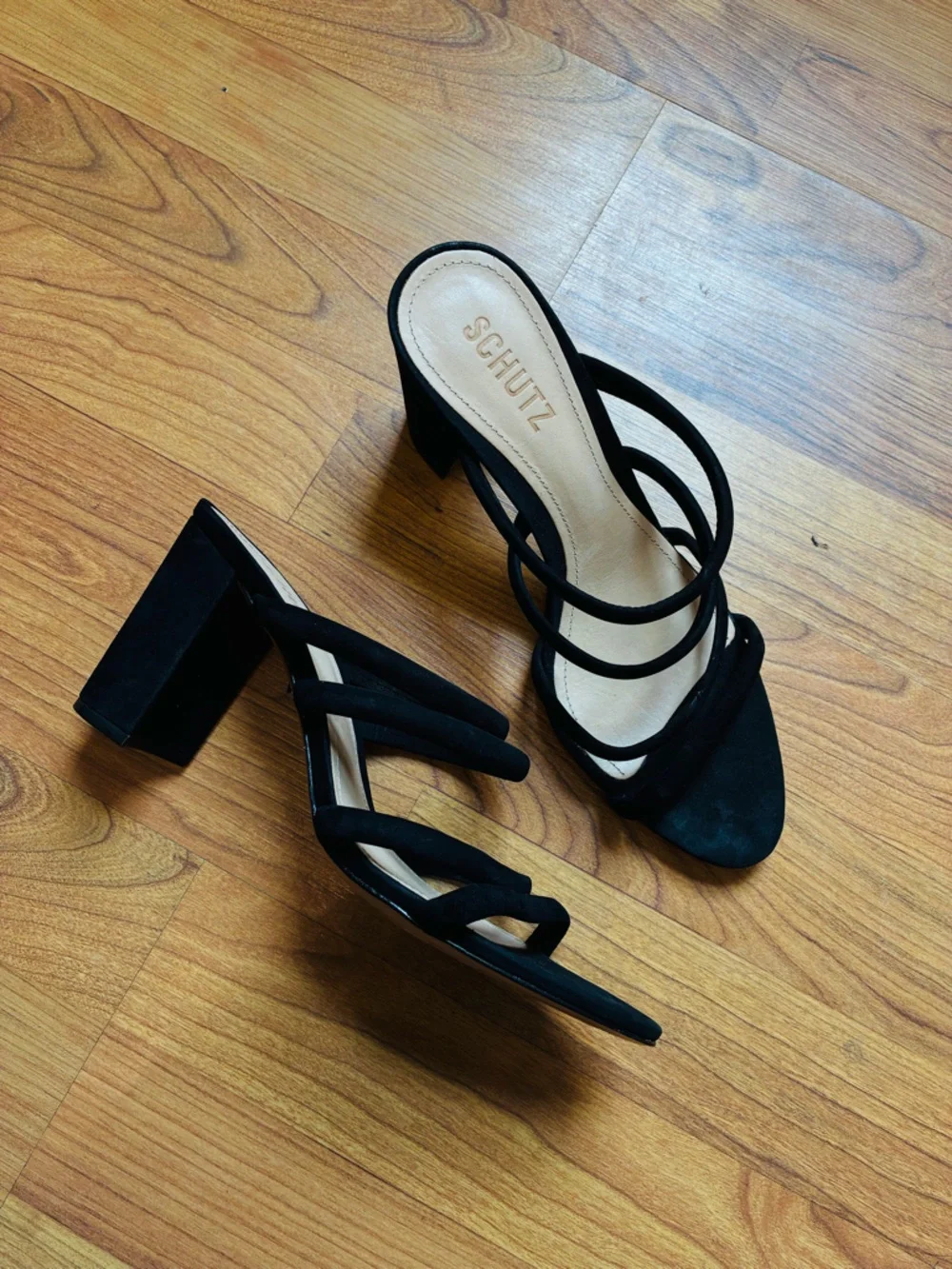 SCHUTZ Black Strappy Block Heel Sandals – Minimal Chic – Size 8.5 - Picture 2 of 5